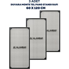 BölgeRaf Sık Telli Tel Raf - Siyah Renkli Tel Pano Stand, Duvar Askılığı, Telefon ve Züccaciye Raf 60X120 cm 3 Adet