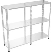 BölgeRaf 3 Katlı Duble Galvaniz Çelik Raf - Depo, Arşiv, Kiler, Dosya, Market Rafı 43X93X150 cm