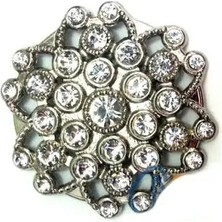 Mbb E-Ticaret Taşlı Yuvarlak Broş, Sandık Süsü 4,5 cm - Nikel, 1 Adet