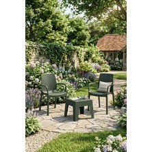 Netax Estelia Efes 2'li Set (2 Sandalye +1 Sehpa Camsız) Ekonomik Ürün Bahçe Balkon