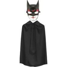 Mbb E-Ticaret Batman Maskesi Cat Woman ve Batman Pelerini 90 cm Siyah Renk Set