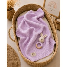 Fulya Tuhafiye Ftbabycollection Örgü Desen Bebek Pike Battaniye, %100 Pamuk Bebek Battaniyesi 90X110 cm
