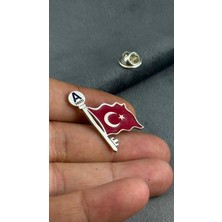 kuyumcudan Anahtar Parti Bayrak Gümüş Kaplama Yaka Rozeti