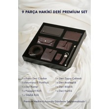 Cüzcan 9 Parça Hakiki Deri Croco Lacivert Premium Kişiye Özel Erkek Hediye Seti - Babalar Günü Özel Kutulu