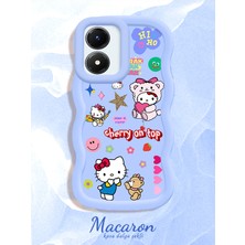 HONTINGA Vivo Y02S Uyumlu Kılıf Düşüme Önleyici Basitlik Anti Düşme Kamera Koruyucu Basit Mavi Yumuşak Silikon Couple Telefon Kılıfı Kitty Desen K9-0315