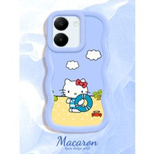 HONTINGA Vivo Y27S Uyumlu Kılıf Düşüme Önleyici Basitlik Anti Düşme Kamera Koruyucu Basit Mavi Yumuşak Silikon Couple Telefon Kılıfı Kitty Desen K9-0311