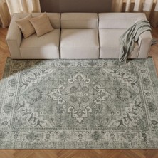 Cool Halı Private Xw Açık Gri Vintage Halı Klasik Soft Modern Yıkanabilir Eskitme Desenli Şönil Salon Halısı