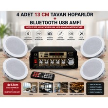 Poke Tavan Hoparlör Seti (1 Adet 400W Anfi Bluetooth USB Sd Fm + 4 Adet 10 W 13 cm Tavan Hoparlör)