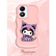 HONTINGA Vivo Y02S Uyumlu Kılıf Düşüme Önleyici Basitlik Anti Düşme Kamera Koruyucu Basit Pembe Yumuşak Silikon Couple Telefon Kılıfı Kuromi Desen K9-0320