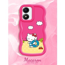 HONTINGA Vivo Y02S Uyumlu Kılıf Düşüme Önleyici Basitlik Anti Düşme Kamera Koruyucu Basit Kırmızı Yumuşak Silikon Couple Telefon Kılıfı Kitty Desen K9-0311