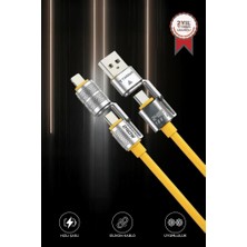Torima U23 Sarı 4in1 Silikon 240W Usb-A/type-C Giriş,type-C/lightning Çıkış Hızlı Şarj Data Kablosu