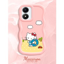 HONTINGA Vivo Y02S Uyumlu Kılıf Düşüme Önleyici Basitlik Anti Düşme Kamera Koruyucu Basit Pembe Yumuşak Silikon Couple Telefon Kılıfı Kitty Desen K9-0311