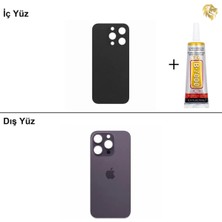 Arsking iPhone 14 Pro Mor Arka Kapak Arka Cam Batarya Kapağı Lazer Kesim Kapak Pil Kapağı + B-7000 Yapıştırıcı