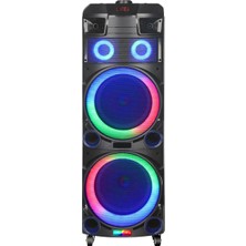 HEPU HP 910 Taşınabilir Şarjlı Bluetooth Hoparlör 80 Rms 2*10 İnc Woofer Karaoke Mikrofon