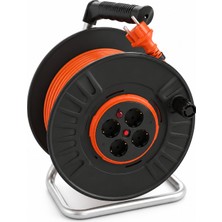 Badem10 60 Metre Turuncu 4'lü Topraklı Kablo Makarası 3x2,5 H05VV-F Termik Korumalı IP20 3680W
