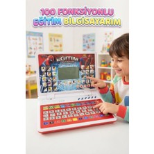 Farbu Oyuncak Süper Kahraman Eğitici Bilgisayar 100 Fonksiyonlu Müzikli Harf Kelime ve Şarkı Modlu Oyuncak Laptop