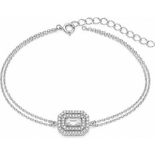 Brezza Lusso Jewelry Pırlanta Model Baget Taşlı Attractive Gümüş Kadın Bileklik