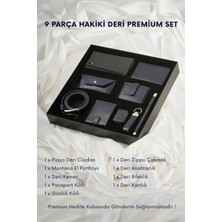 Cüzcan 9 Parça Hakiki Deri Kahverengi Premium Kişiye Özel Erkek Hediye Seti - Babalar Günü Özel Kutulu
