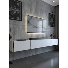 Online Fırsat Mutlu Ol Mutlu Kal Karnaval Duvara Monte Tv Sehpası 240 cm Silver - Beyaz - SDM-1002-1