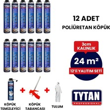 Phurex Tytan Poliüretan Isı Yalıtım 24M2 Köpük Seti (12 Adet Köpük+Tabanca+Temizleme Köpüğü+Tulum)