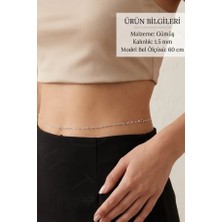 Sevgili Takı 60CM | Silver Lip (Dudak) Zincirli Çelik Bel Takısı | Glorius Serisi