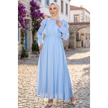 Hnt Hayrunnisa  Fırfır Dantelli  Modal Astarlı Tül Elbise Bebe Mavisi  HNT8618
