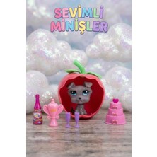 Farbu Oyuncak Sevimli Minişler Işıklı Elma Yuvalı Pet Shop Oyun Seti Kaleme Takılabilir Gri Köpek Figürlü Eğlenceli Çocuk Oyuncağı