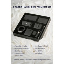 Cüzcan 9 Parça Hakiki Deri Kahverengi Premium Kişiye Özel Erkek Hediye Seti - Babalar Günü Özel Kutulu