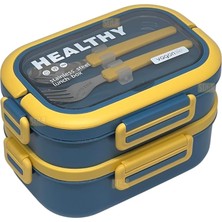 Uzspace Bento 1100ML Lunchbox Tek Katlı 3 Bölmeli Kaseli Çelik Sefer Tası Yemek Kutusu (Turuncu-Turk