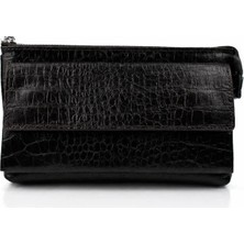 Alphaclub Bag Unisex Hakiki Kroko Deri Çok Bölmeli Portföy Çanta