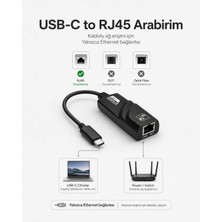 Derwell Type-C Gigabit Ethernet Dönüştürücü Adaptör 1000 Mbps RJ45 Lan Internet Çevirici Kablo Macbook Pro Air iPad Nesil Windows Uyumlu Tak Çalıştır