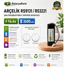 Bataryabank Arçelik RS9131 / RS3221 Uyumlu 14.4V 2600MAH Şarj Edilebilir Dikey Süpürge Bataryası