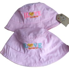 Minilka Bebe Pamuklu Nakışlı Bebek Bucket Şapka Love Arkası Ipli Ayarlanabilir- (Ürün Çok Dar Kalıp Genişlik :44CM)