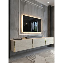 Online Fırsat Mutlu Ol Mutlu Kal Karnaval Duvara Monte Tv Sehpası 150 cm Gold - Traverten - GDM-1501-8