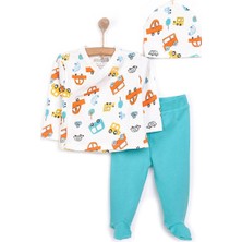 TeknoKapsül Ebebek Hello Baby Hellobaby Yenidoğan Zıbın-Şapka-Patikli Alt Interlok Çıtçıtlı Zarf Yaka Uzun Kol Ekru