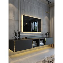 Online Fırsat Mutlu Ol Mutlu Kal Karnaval Ledli Duvara Monte Tv Sehpası 150 cm - Antrasit - GDM-1505-4