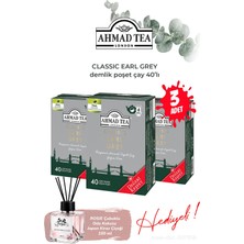 Ahmad Tea 3 Paket 40'lı Klasik Earl Grey Demlik Poşet Çay 80 G ve Oda Kokusu