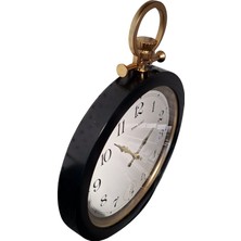 M3 Decorium Büyük 52 cm Altın Renk Çemberli Siyah Kasa Köstekli Kurma Efektli Camlı Duvar Saati 40 cm Genişlik Sessiz Kayar Saniye Şık Görünüm Ofis Salon Hediyelik Çeyizlik Saat