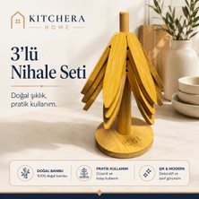 3'lü Standlı Katlanır Bambu Nihale Bardak ve Tencere Altlığı Isıya Dayanıklı | Kitchera Home