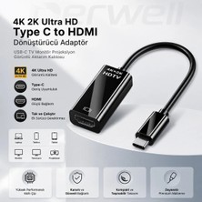 Derwell Type-C HDMI Dönüştürücü Kablo Adaptör - 4K Görüntü Aktarıcı Usb-C Telefon Tablet Pc Televizyon Çevirici Aparat Drwl