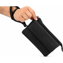 Alphaclub Bag Erkek Siyah Hakiki Deri Çok Bölmeli Portföy Çanta