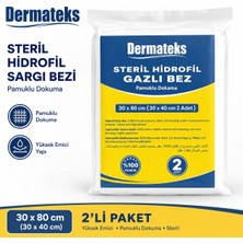 Dermateks Steril Hidrofil Gazlı Bez 30×80CM (30×40CM) 2'li Paket (25 Adet)