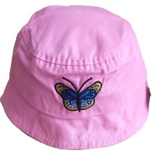 Minilka Bebe Pamuklu Nakışlı Bebek Bucket Şapka Kelebek Arkası Ipli Ayarlanabilir- (Ürün Çok Dar Kalıp Genişlik 44CM)