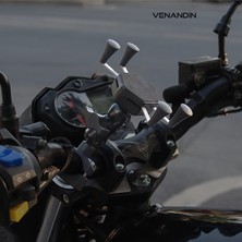 Venandin NVR-4065 360° Döner Ayarlanabilir Kollu Güçlü Sabitlemeli Motosiklet ve Bisiklet Telefon Tutucu