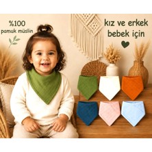 Mini Kiti 6 Adet %100 Organik Müslin Mama Önlüğü&bebek Fuları&bebek Salya Önlüğü(Ayarlanabilir Çift Çıtçıtlı