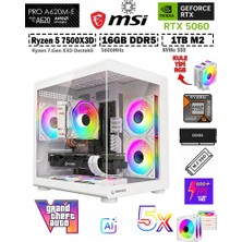 Zeiron Mini X3D Pro AMD Ryzen 5 7500X3D 4.0Ghz-Msı A620M-B/ Geforce RTX 5060 X2 Ice/1TB M.2/16GB DDR5 Beyaz-Oem Oyuncu Paket