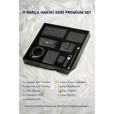 Cüzcan 9 Parça Lacivert Hakiki Deri Premium Kişiye Özel Erkek Hediye Seti - Babalar Günü Özel Kutulu