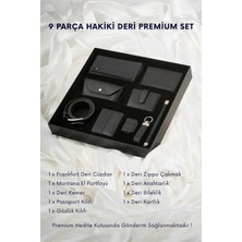 Cüzcan 9 Parça Hakiki Deri Taba Premium Kişiye Özel Erkek Hediye Seti - Babalar Günü Özel Kutulu