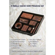Cüzcan 9 Parça Hakiki Deri Taba Premium Kişiye Özel Erkek Hediye Seti - Babalar Günü Özel Kutulu