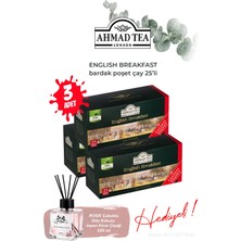 Ahmad Tea Bardak Poşet Çay 25'li English Breakfast 3 Paket ve Oda Kokusu